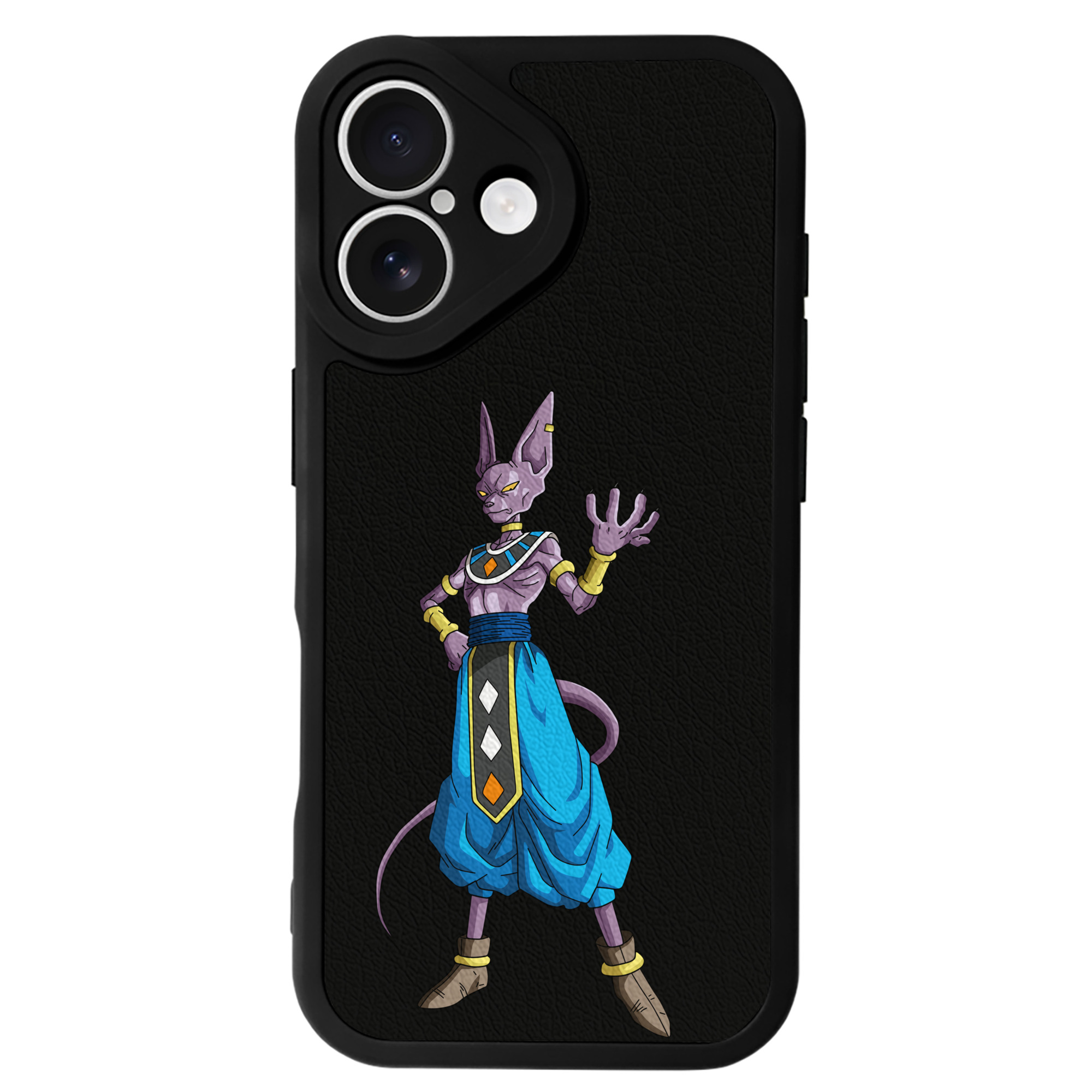 （画像用） ドラゴンボール ビルス 破壊神ビルス DRAGON BALL Beerus Birusu 【iPhone 16シリーズ対応】シリコンスマホケース（レザー調） 材質：シリコン
